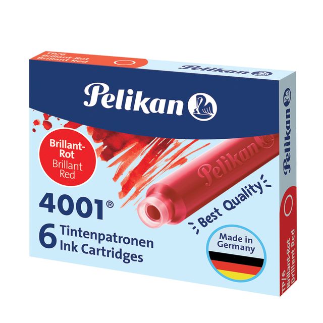 Cartucce inchiostro 4001 (TP/6) - lunghezza 39mm - rosso - Pelikan - conf. 6 pe…