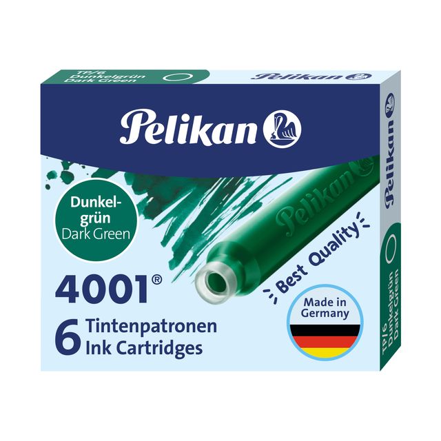 Cartucce inchiostro 4001 (TP/6) - lunghezza 39mm - verde scuro - Pelikan - conf…