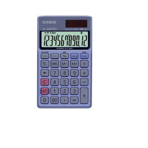 Casio SL-320TER+ - Calcolatrice tascabile - 12 cifre - pannello solare, batteria