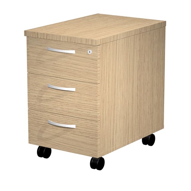 Cassettiera Agorà - 3 cassetti - con ruote - 44 x 60 x 60 cm - rovere