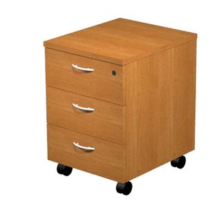 Cassettiera Easy - 3 cassetti - con ruote - 41,8 x 52 x 59,5 cm - noce chiaro