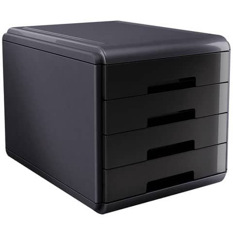 Cassettiera Mydesk - 29,5 x 38,5 x 28,2 cm - 4 cassetti da 4,5 cm - grigio/nero…