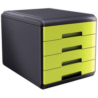 Cassettiera Mydesk - 29,5 x 38,5 x 28,2 cm - 4 cassetti da 4,5 cm - grigio/verd…
