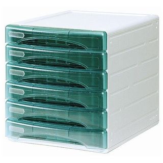 Cassettiera Olivia - 31 x 40 x 32,5 cm - 6 cassetti da 3 cm - grigio/verde tras…