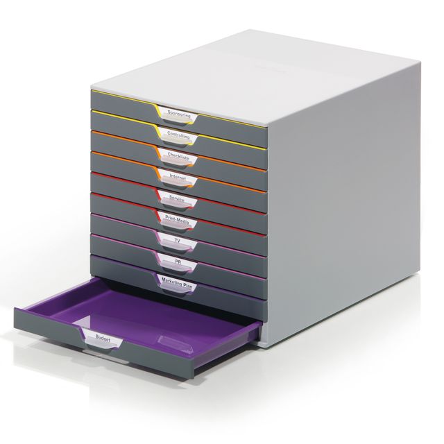 Cassettiera Varicolor - 28 x 35,6 x 29,2 cm - 10 cassetti - Durable