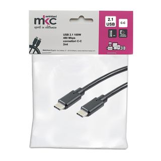 Cavo USB - 2.0 C/C - 100W - 480Mbps - 2 mt - MKC Melchioni