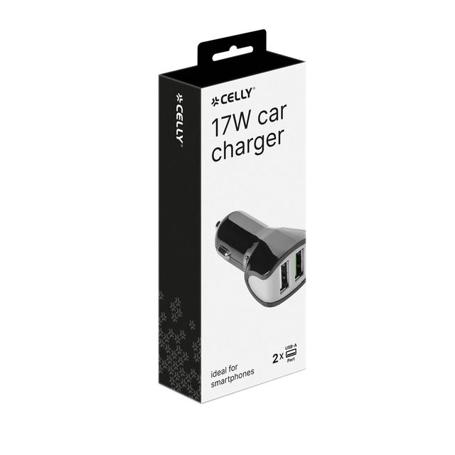 Celly - CC2USBTURBO - 2 USB-A Car Charger 17W