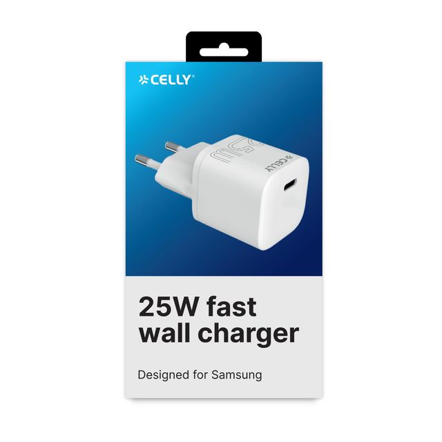 Celly - UCTC1USBC25W - Ultra Compact Wall Charger 25W ULTRA COMPACT