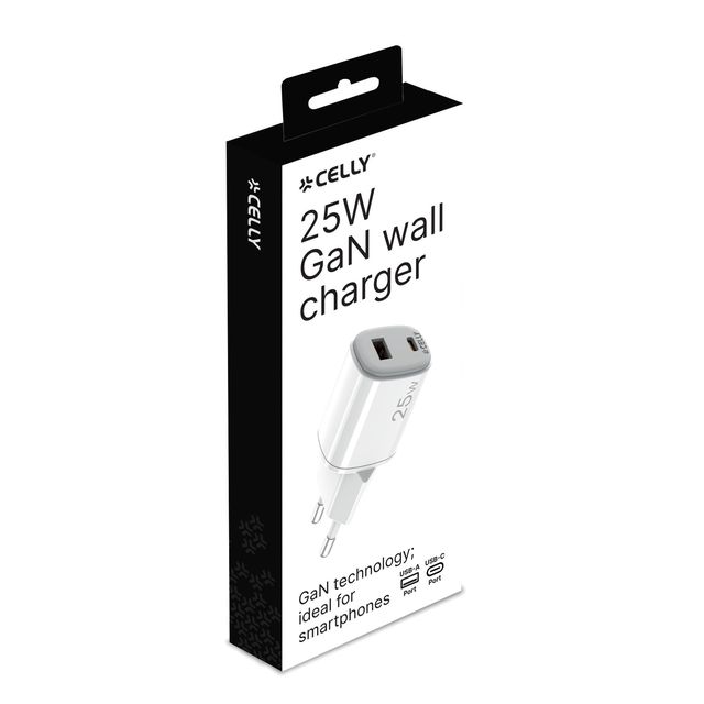 Celly 25W GaN Wall Charger UPTC COLLECTION