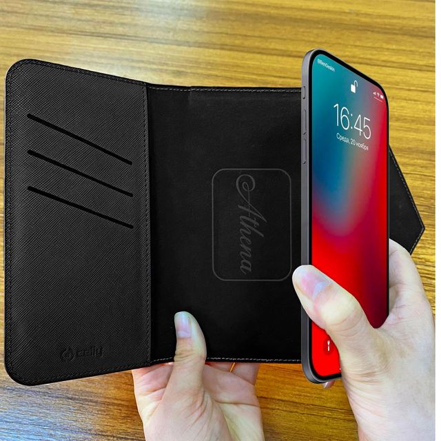 Celly Athena - Flip cover per cellulare - similpelle - nero