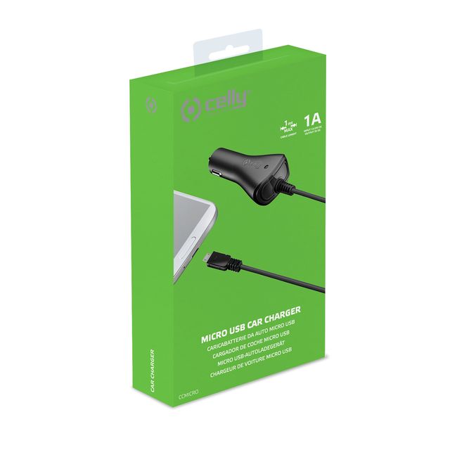 Celly CCMICRO - Adattatore alimentazione per auto - 1 A (Micro-USB Tipo B)