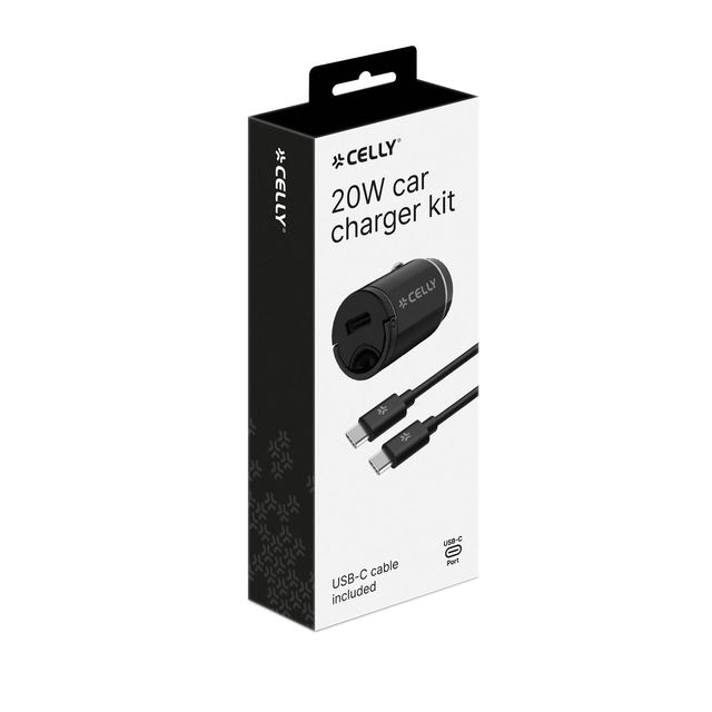 Celly CCMINITYPEC - 20W USB-C Car Charger+USB-C to USB-C Cable PRO POWER