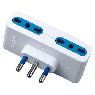 Adattatore quadruplo con spina 2P+T 16A - 4 prese bipasso 10/16A - MKC