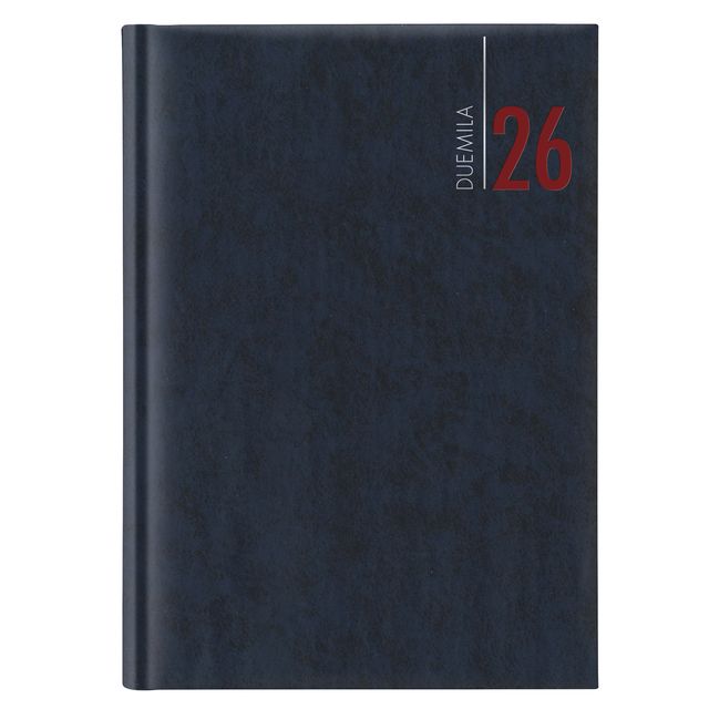 Agenda giornaliera 2027 dim.14,5x20,5cm cop. in carta imbottita blu