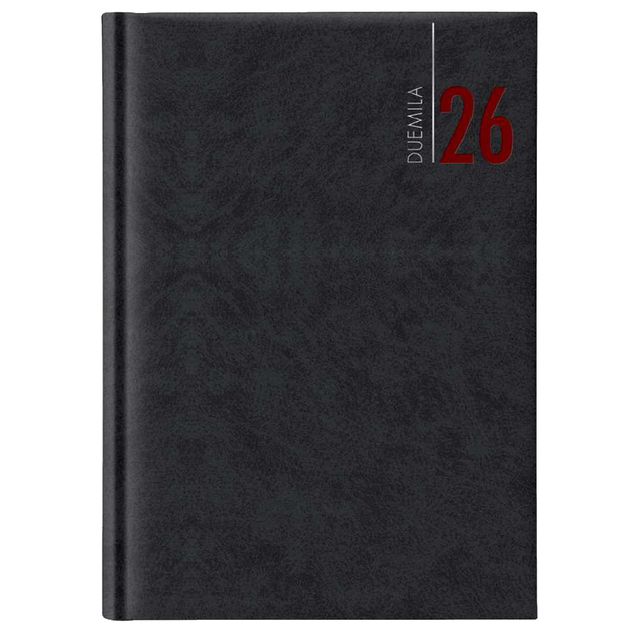 Agenda giornaliera 2027 dim.17x24cm cop. in carta imbottita nero