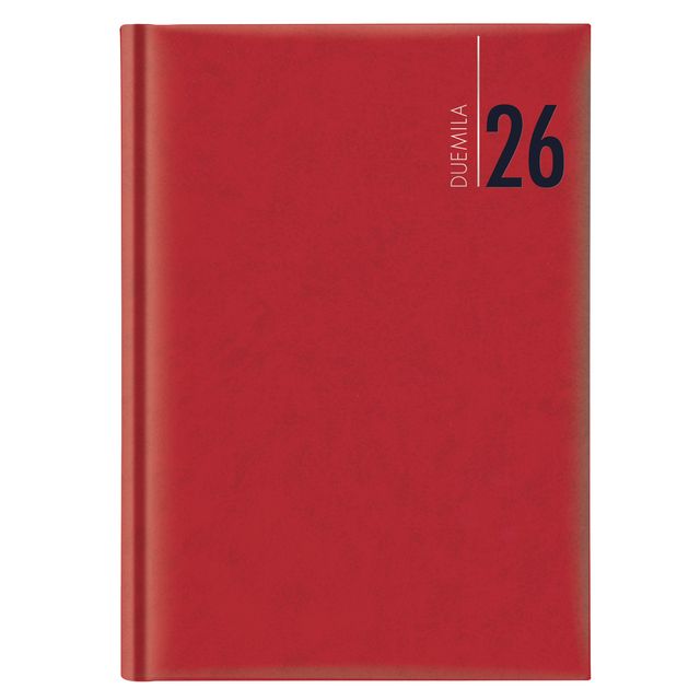 Agenda giornaliera 2027 dim.17x24cm cop. in carta imbottita rosso