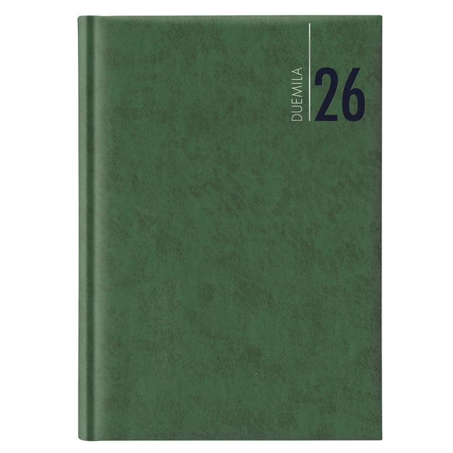 Agenda giornaliera 2027 dim.17x24cm cop. in carta imbottita verde