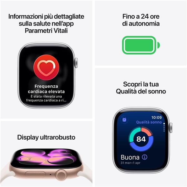 Apple Watch Series 11 GPS 46mm Cassa Alluminio Argento con Sport Band Viola Neb…