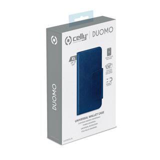 Celly Duomo - Flip cover per cellulare - similpelle - blu - 5.8"