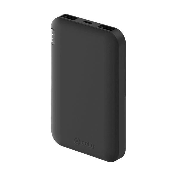 Celly Energy - Powerbank - 5000 mAh - 18.5 Wh - 2.1 A - 2 connettori di uscita …