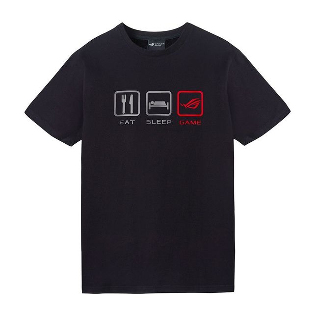 Asus ROG T-Shirt Lifestyle Eat, Sleep, Game, Taglia Small - Nera