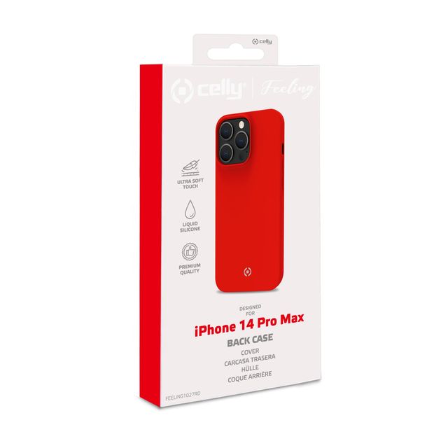 Celly FEELING - Cover per cellulare - silicone - rosso - per Apple iPhone 14 Pr…