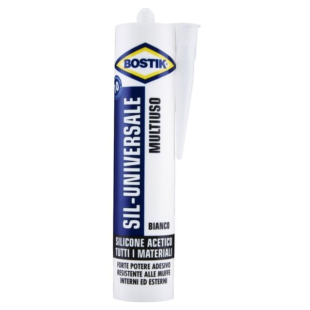 BOSTIK SILICONE UNIVERSALE ACETICO MULTIUSO BIANCO 280ML 1PZ=(1PZ)