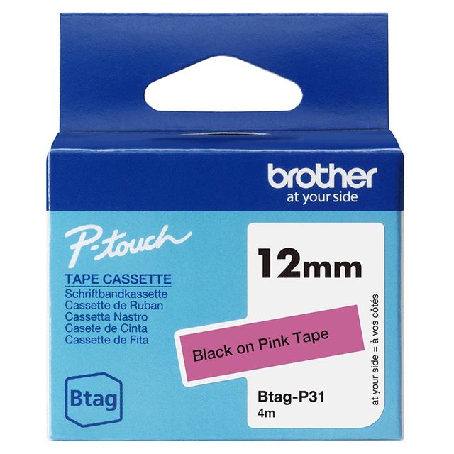 BROTHER BTAGP31 NASTRO 12MM BK SU ROSA