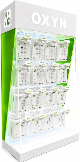 BUNDLE OXYN ESPOSITORE RETRO ILLUMINATO ACCESSORI DA BANCO IN PLEXIGLASS 4X4