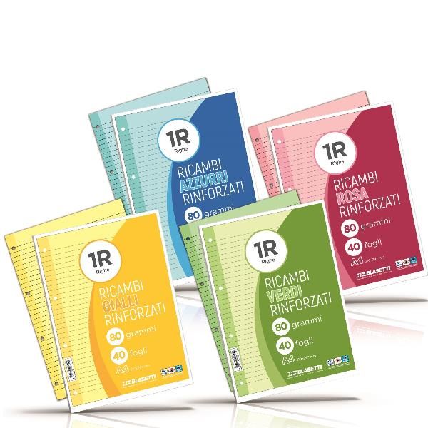 Blasetti - Refill - A4 - 40 fogli / 80 pagine - rosa - quadrettato - 4 fori