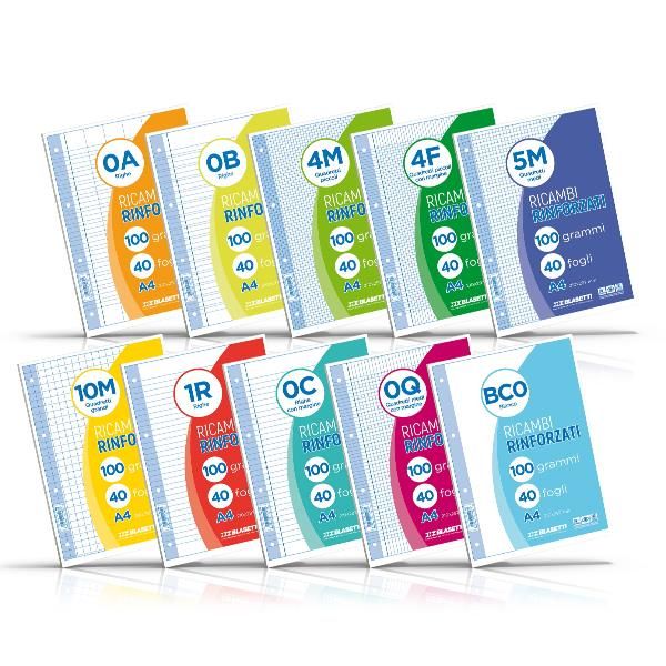 Blasetti RICAMBI - Refill - A4 - 40 fogli / 80 pagine - a quadretti - 4 fori