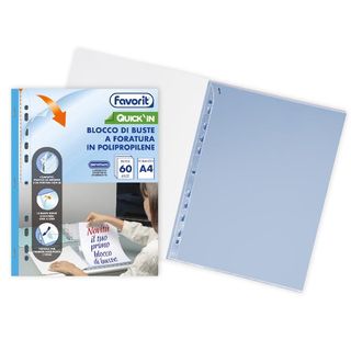 Blocco QUICK IN 60 buste forate lisce A4 Favorit