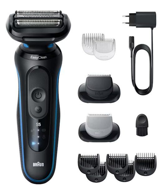 Braun Rasoio Elettrico Serie 5 Wet&Dry 3 Lame 52-B1650S Blu