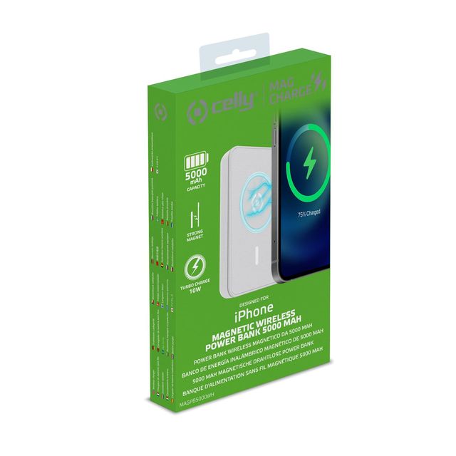 Celly MAG Charge MAGPB5000 - Supporto di ricarica senza fili / power bank - Li-…