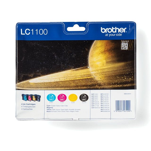 Brother LC-1100VALBPDR cartuccia d'inchiostro 4 pz Originale Nero, Ciano, Magen…