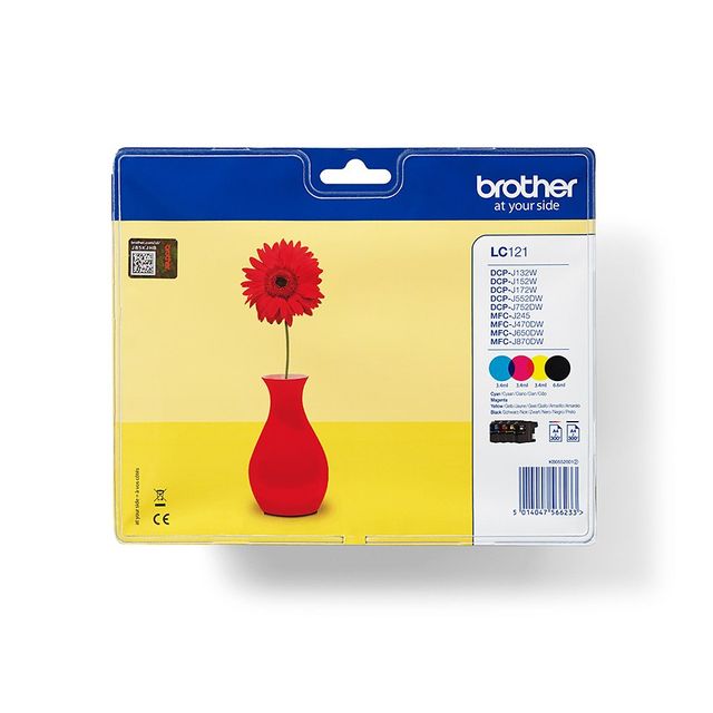 Brother LC-121VALBPDR cartuccia d'inchiostro 4 pz Originale Nero, Ciano, Magent…