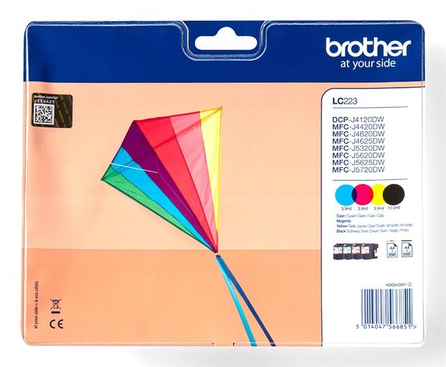 Brother LC-223VALBPDR cartuccia d'inchiostro 1 pz Originale Nero, Ciano, Magent…