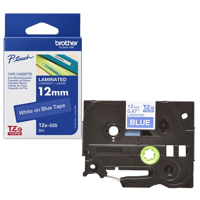 Brother TZE-535 nastro per etichettatrice Bianco su blu