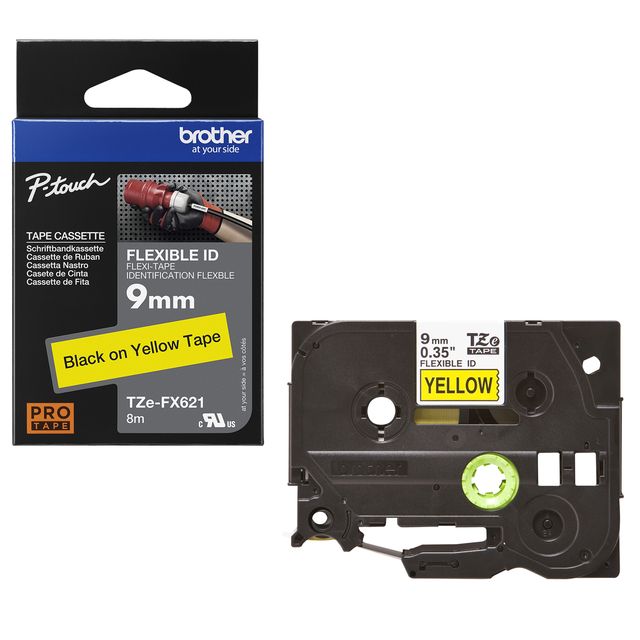 Brother TZE-FX621 nastro per etichettatrice Nero su giallo