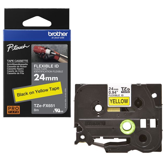Brother TZE-FX651 nastro per etichettatrice Nero su giallo TZ