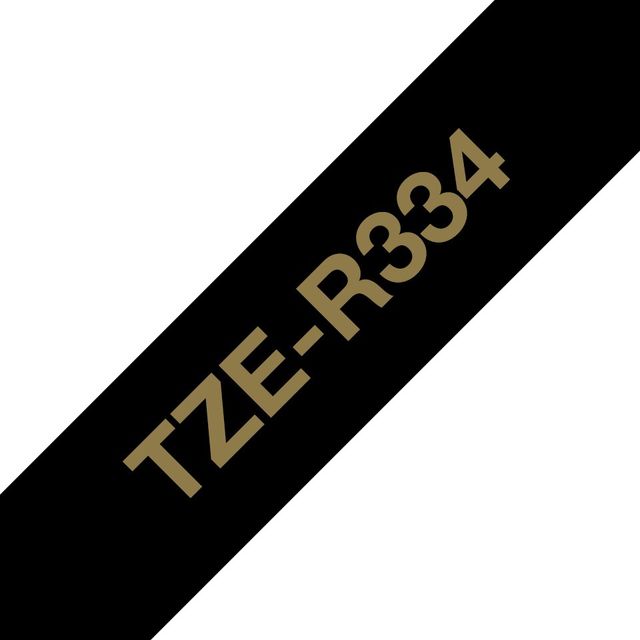 Brother TZe-R334 - Satinata - oro su nero - Rotolo (1,2 cm x 4 m) 1 cassetta(e)…