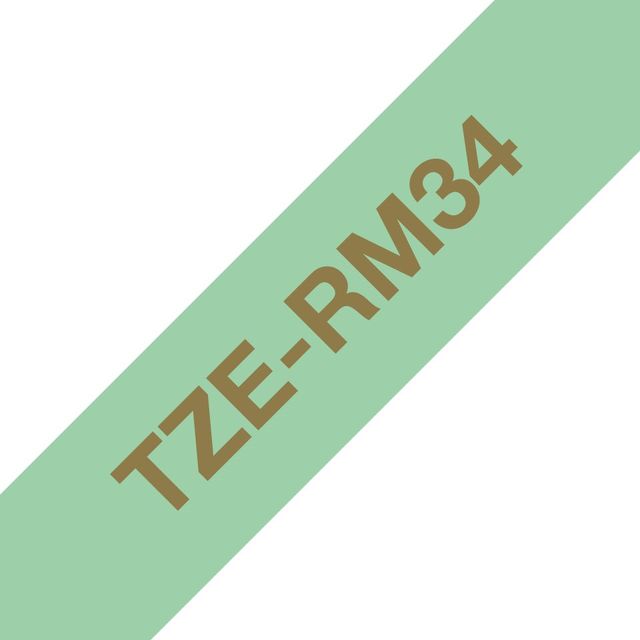Brother TZe-RM34 - Satinata - oro su verde menta - Rotolo (1,2 cm x 4 m) 1 cass…