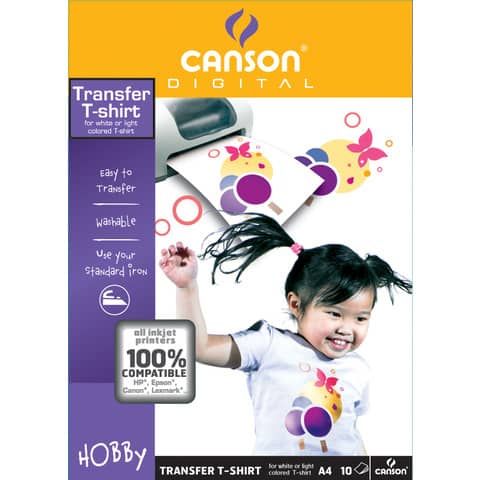 CANSON T-SHIRT TRANSFER PELLICOLA PER STAMPANTI LASER 21X29.7 CM A4 TRASPARENTE…