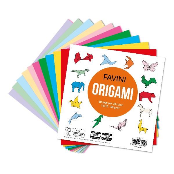 CARTOTECNICA FAVINI ORIGAMI CARTA 80 GR 150X150 mm COLORI ASSORTITI CONF 50 Pz.