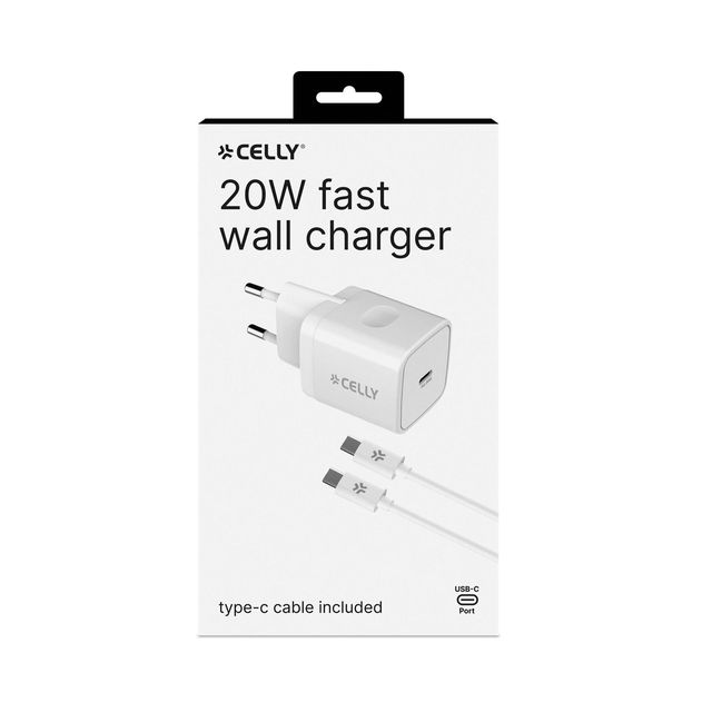 Celly ProPower Wall charger - Alimentatore - 20 Watt - PD (USB-C) - sul cavo: U…