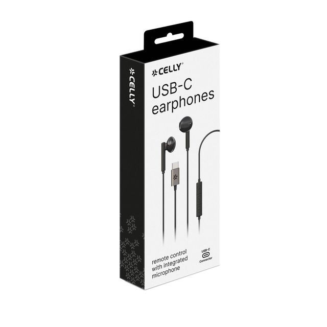 Celly UP1100 - Auricolari con microfono - auricolare - cablato - USB-C - nero