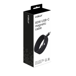 Celly USBCUSBCMAG1MBK - 60W USB-C to USB-C Magnetic Cable POWER DELIVERY