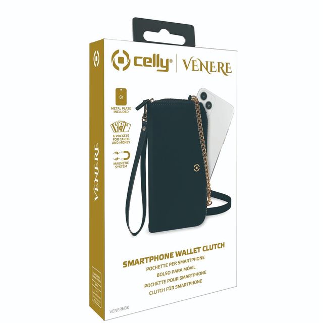 Celly Venere Universal - Custodia per cellulare - similpelle - nero - 6.5"