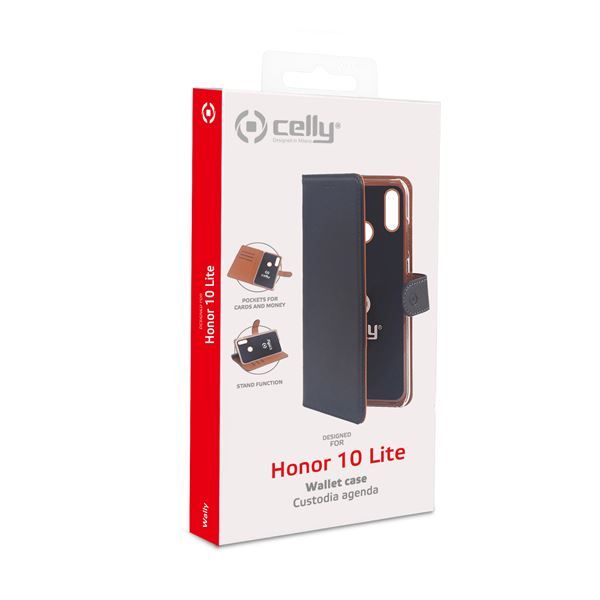 Celly Wally - Flip cover per cellulare - plastica, similpelle - nero - per Hono…