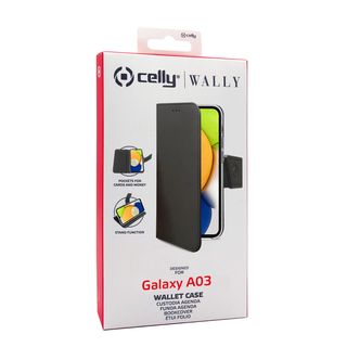 Celly Wally - Flip cover per cellulare - plastica, similpelle - nero - per Sams…